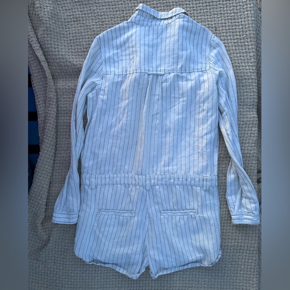 FREE PEOPLE S/P Womens White Striped Tie-Front Romper - Picture 6 of 12